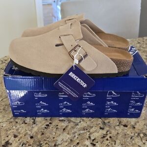 Birkenstock Tan Suede Clogs